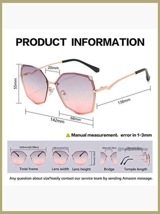 Metal Frame Oversized Sunglasses UV400 Polarized Lens Geometric Design main image 6